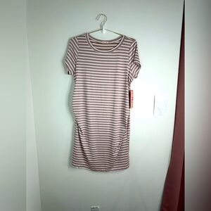 Heart & Hips Women’s Size 2X Striped Ruched Bodycon T-Shirt Dress Casual Chic